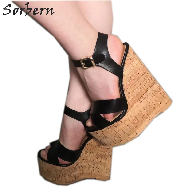 

Sorbern Platform Sandals Wedges Shoes For Women Summer Platform Wedge Sandals Slingbacks Open Toe Cork Style Sandals Custom