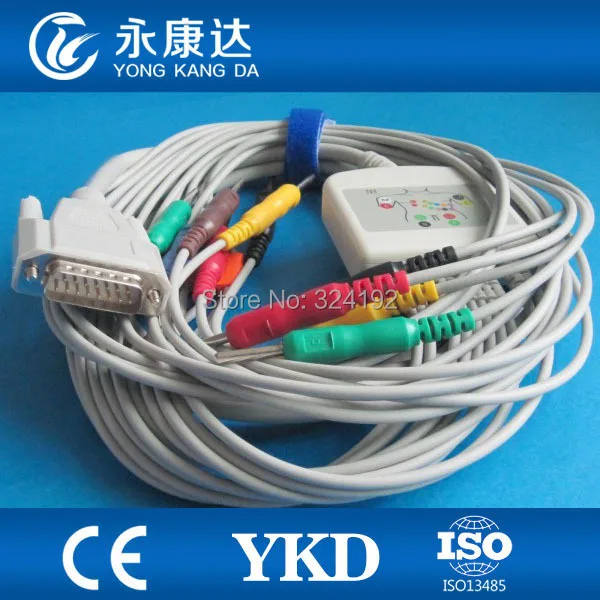 

Free shipping for Nihon Kohden 10-lead ECG EKG cable with IEC DIN3.0 leadwire 4.7K resistance