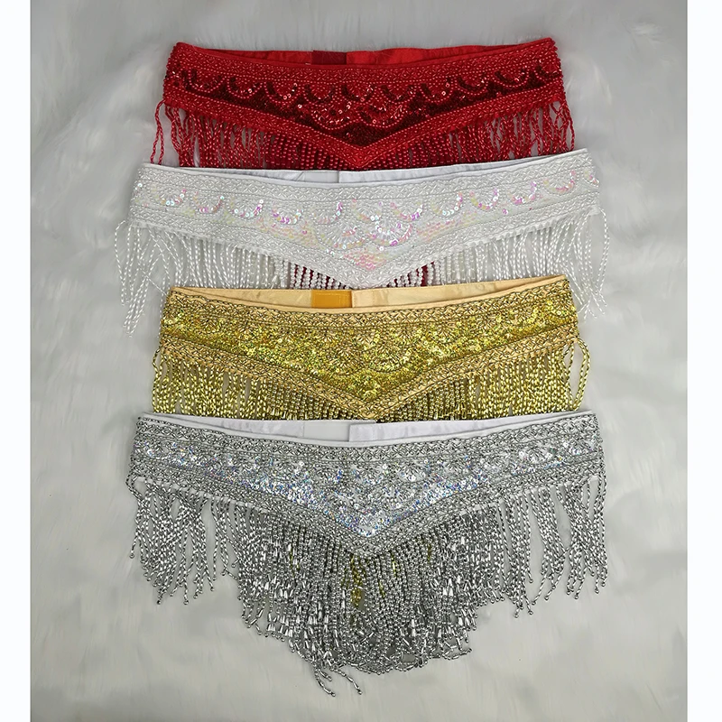 Phong cách mới Trang Phục Múa Bụng Phụ Nữ sequins Hip Scarf Bọc bellydancing Thắt Lưng với tua hạt eo chain t201