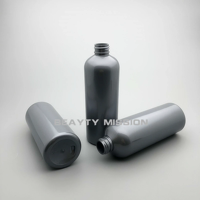 BEAUTY MISSION 300ml 20pc Gray Empty Cosmetic Bottle With Plastic Screw Caps 300cc Toner Plastic Container Oil Bottles 10 oz