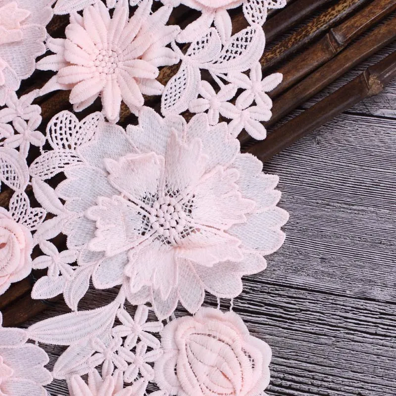 Guipure Embroidery Wedding Lace Fabric 3D Floral Bridal Lace Fabric 1 Yard 4  colors