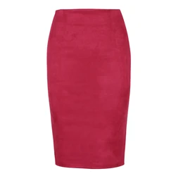 High Street  Women Suede Multi Color Pencil Midi Skirt Female Spring Summer Basic Tube Bodycon Skirts Saia