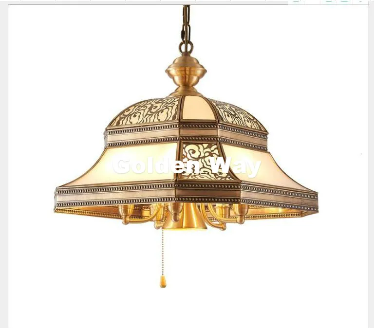 Nordic Bronze Modern European Brass Pendant Antique Brass Chandelier D50cm Vintage Copper Glass LED AC110V/220V 100% Guaranteed