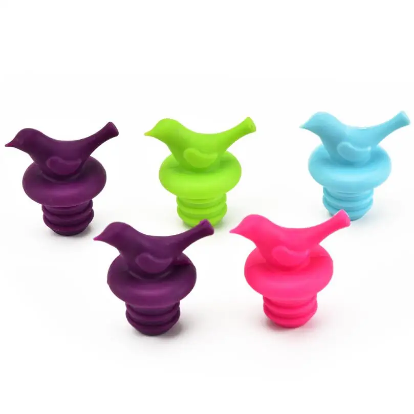 Home Decor Bird Style Silicone Stopper Bottle Caps Wine Beer Cork Stoppers Plug Bottle Lids Cover LX6804