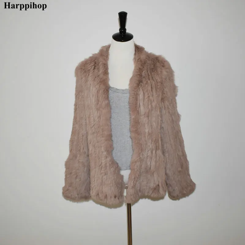 Free shipping women natural real rabbit fur jacket waistcoat/jackets rabbit knitted winter warm coat C01