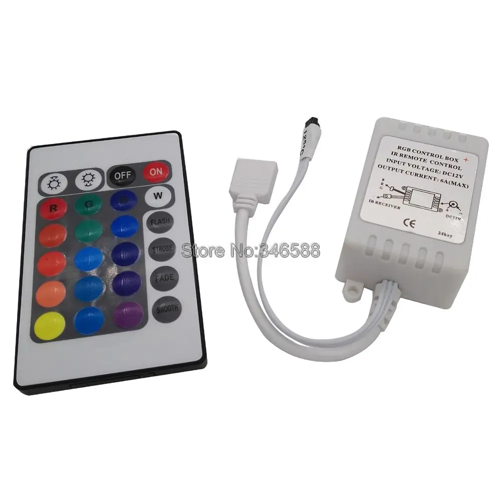 12 V 6A 2A x 3CH 72 W 24 Key Wireless IR A Raggi Infrarossi LED Controller remoto per 3528 5050 RGB LED Light Strip Nastro