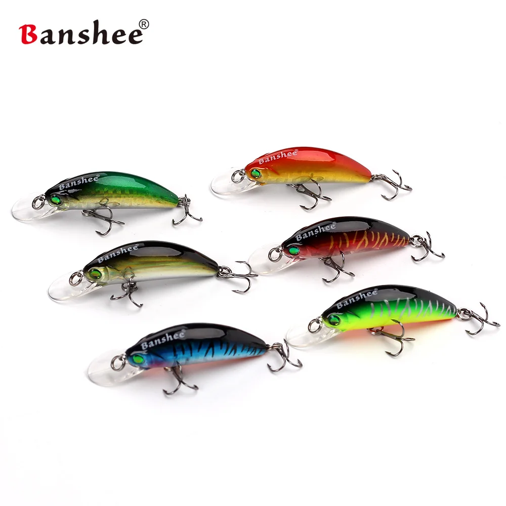 Banshee 6Pcs Floating Wobbler Set 4.5cm 4.7g Shallow Diving Fishing Lures Crankbaits Fishing Black Minnow Hard Jerkbait For Pike