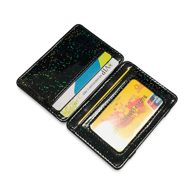 

New Fashion Bright Leather Magic Wallet For Women Credit Card Holder Mini Ladies Money Cash Clip Small Men Purse