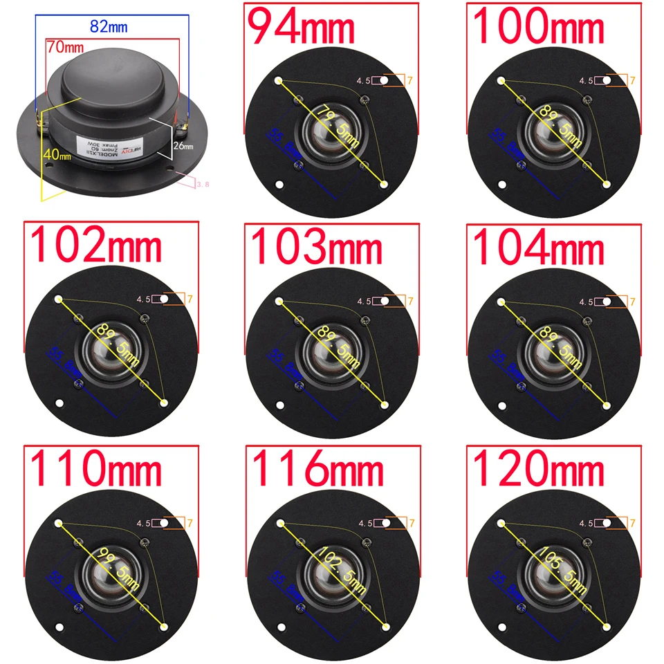 HIFIDIY LIVE 4 inch X1II Tweeter Speaker Unit aluminum transparent Silk membrane 6OHM30W Treble Loudspeaker 94/100/102/103/104mm