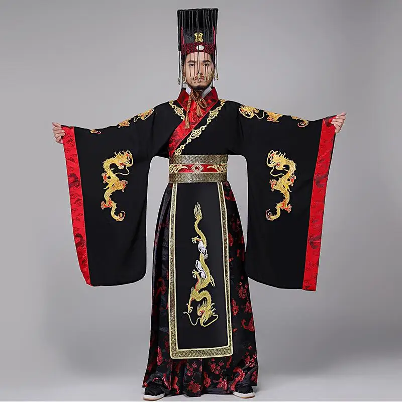 Vestido bordado masculino, fantasia sensual de dragão, vestido bordado tradicional masculino antigo hanfu, vestido imperial da dinasão qin