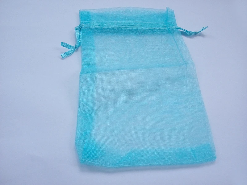 2000pcs 9*12 Lake blue gift bags for jewelry/wedding/christmas/birthday Organza Bags with handles Packaging Yarn bag