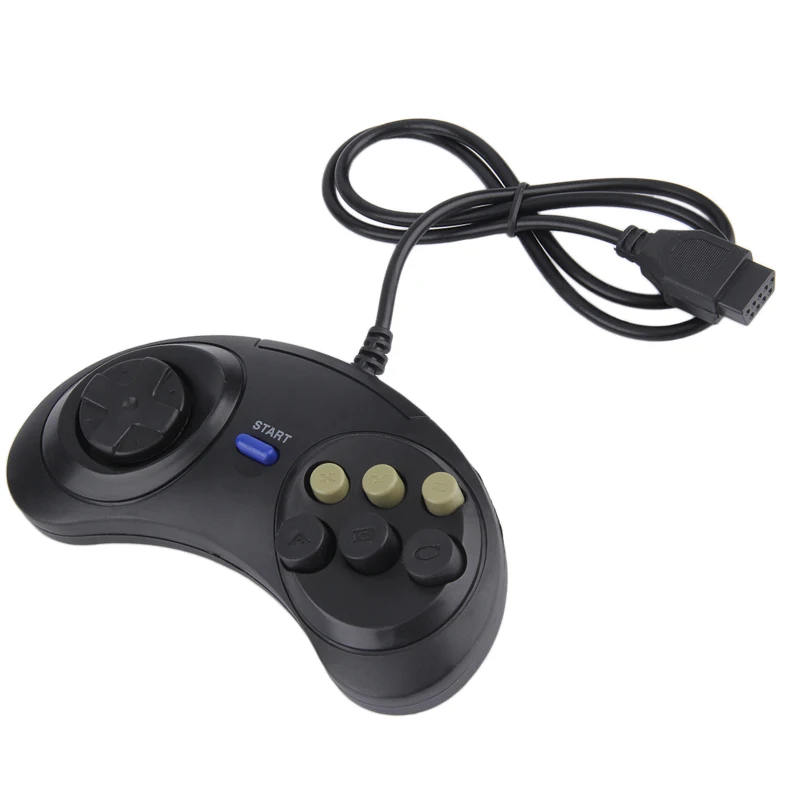 Dla SEGA MD2 MAC Mega Drive akcesoria do grania klasyczne Retro 6 przycisków przewodowy uchwyt kontroler go gier GamePad JoyStick Joypad