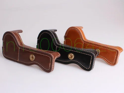 กระเป๋ากล้องด้านล่างสำหรับ SNY A6500 PU หนังครึ่งฝาครอบพร้อมแบตเตอรี่ Mirrorless ระบบกล้อง