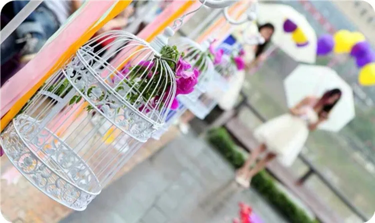 Fashion iron wrought iron birdcage white small bird cage decoration hanging bird cage