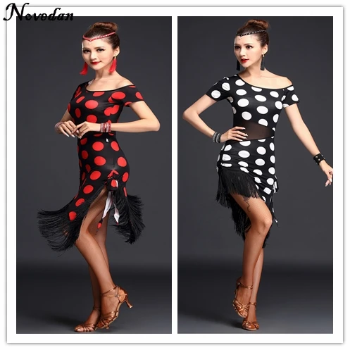 New Fashion Sexy Short Sleeve Latin Dance Fringe One-piece Dress For Women/Female, Ballroom Tango Cha Cha Rumba Costumes