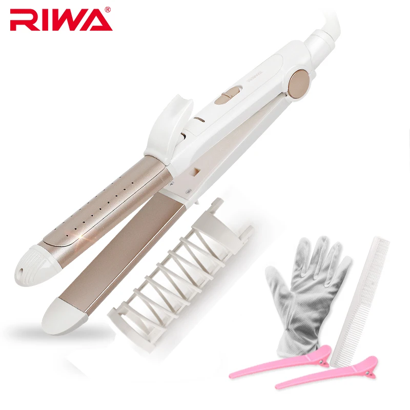 

RIWA Curler Hair Straightener 2 In 1 Styler Curling Iron Wet and Dry Curling Tongs For Hair RB-950I