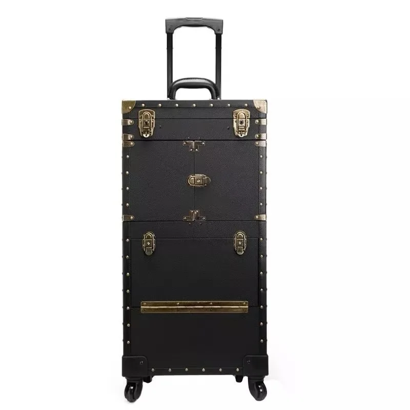 Hairdressing Toolbox Large Luggage Hair Stylist Special Trolley Personality Retro Scissors Box Stylist Cosmetic Makeup Case