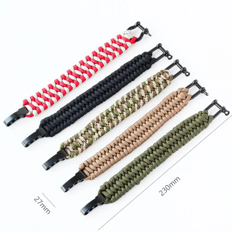 

QingGear Handmade Paracord Survival Bracelet with Adjustable Stainless Steel Shackle Stylish Practical Parachute Rope Bracelet