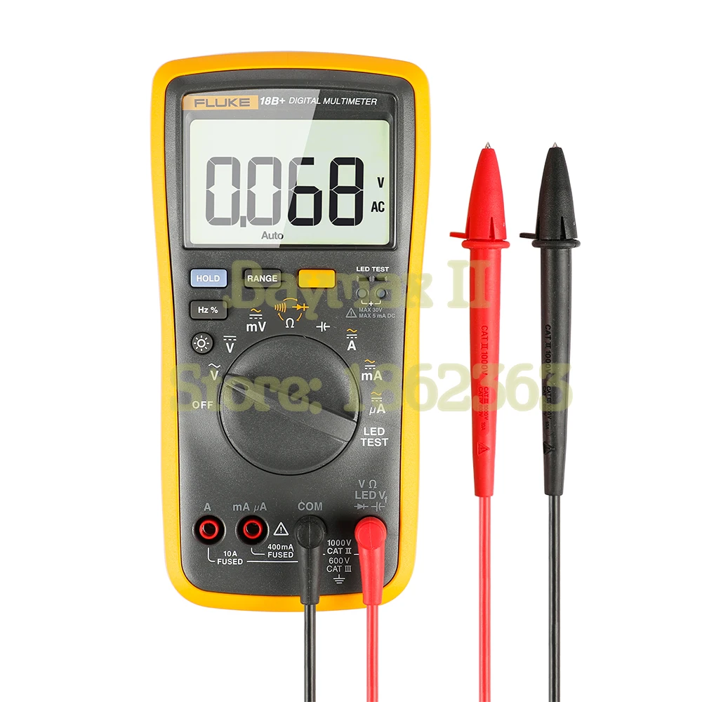 FLUKE 18B+ AC/DC Voltage,Current,Capacitance,Ohm Auto/Manual Range Digital multimeter with LED Test