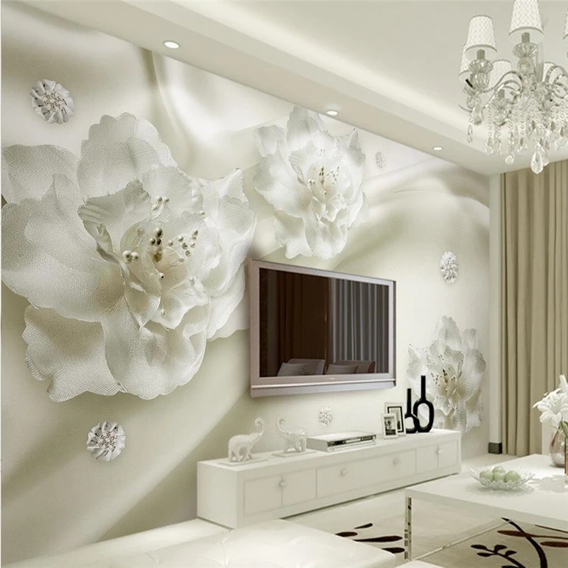 

beibehang Custom Photo Wallpaper 3D Mural Aesthetic Light Luxury Silk Flowers European Style 3d TV Walls papel de parede