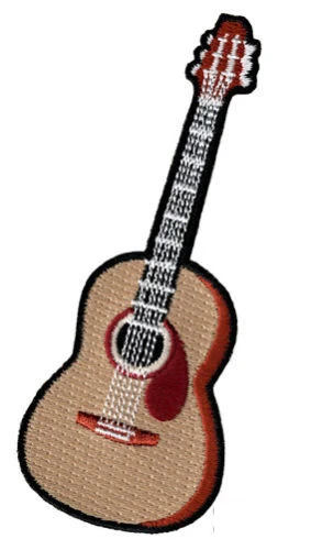 

EMBROIDERED ACOUSTIC GUITAR PATCH iron-on MUSICAL INSTRUMENT applique MUSICIAN