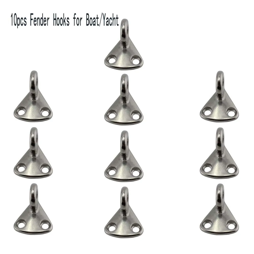 Stainless Boat Eye Fender Hook Mini Pad Eye Marine Sailing Fender Hook SUS316 10pcs 27mm x 27mm