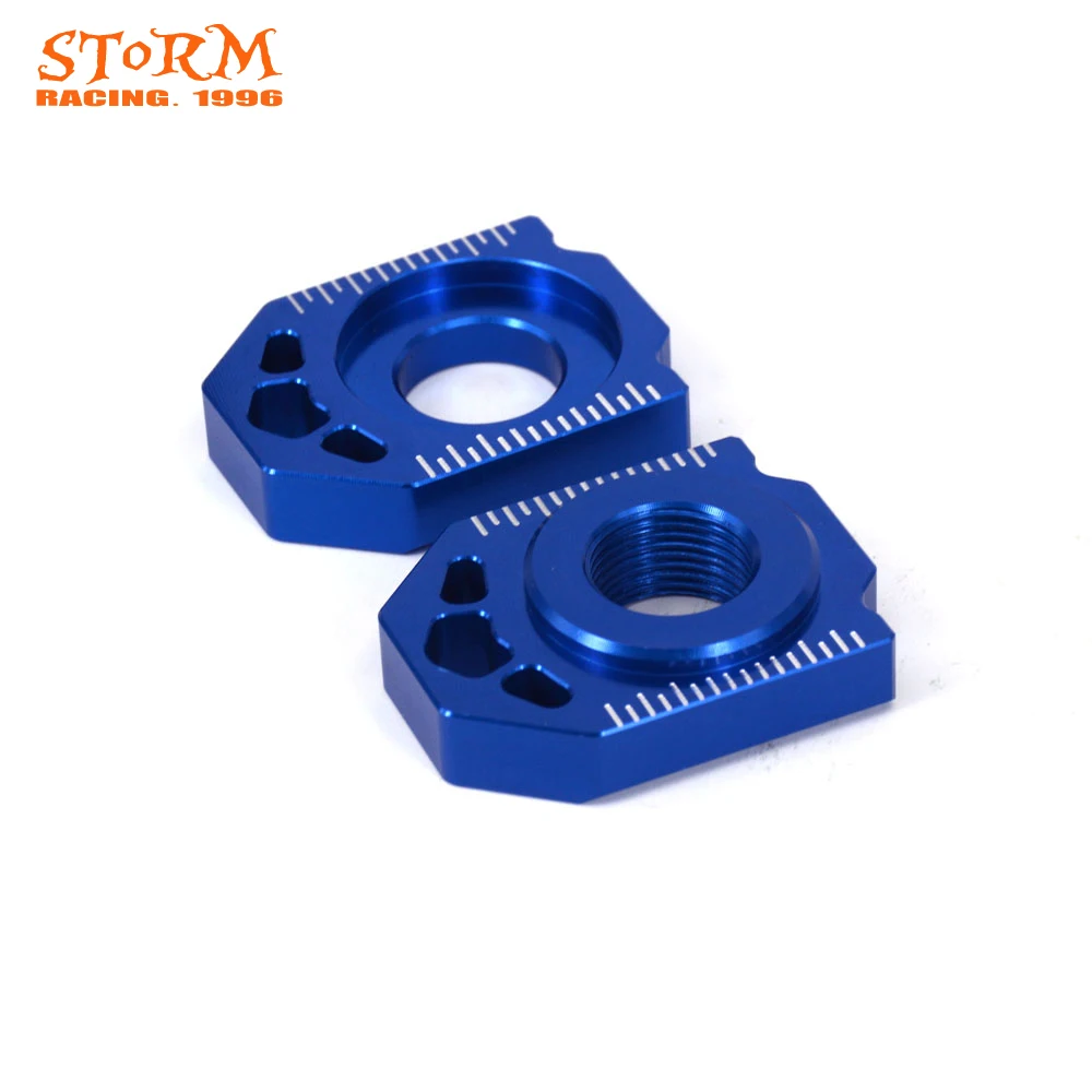 Motorcycle CNC Blue Axle Block Chain Adjuster For HUSQVARNA TC85 TC125 TC250 TE125-TE300 FC250 FC350 FC450 FE250-FE501