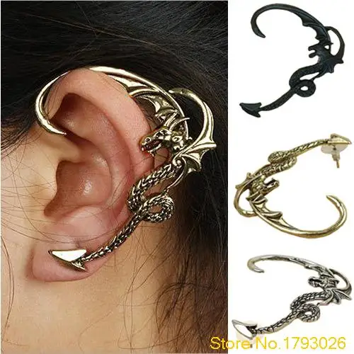 Fly Dragon Cartilage Vintage Clip Earrings Left Ear Cuff Body Piercing for cool girl 4TBJ