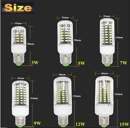

5736 Led lamp 18W 85-265V E27 Led corn bulb 3w 5w 7w 9w 12w 15w ampoule light candle downlight bombillas ce rohs Replace CFL 50W