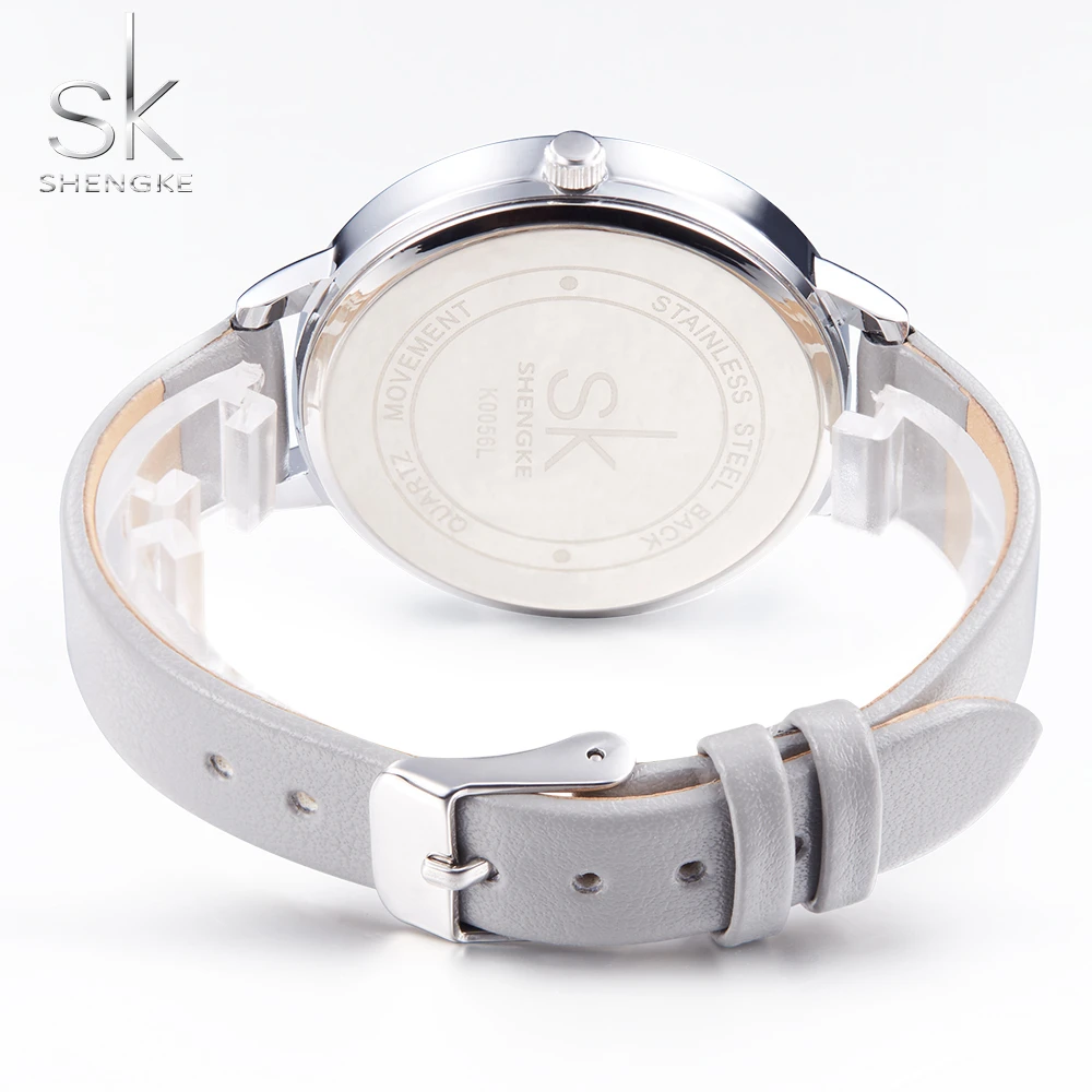 Shengke-relojes de moda para Mujer, pulsera ultrafina con correa de cuero, elegante