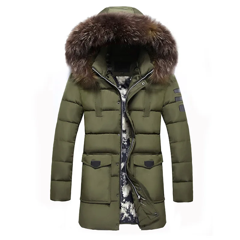 Winter Jackets Men 2023 Fur Collar Oversized Long Parkas Men\'s Overcoats Thick Puffy Side Zipper Casual Hooded Jackets Coats