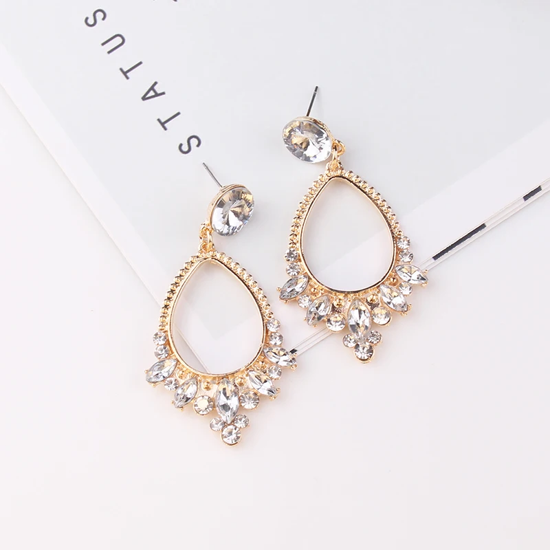 Beautiful Fashion Flower Crystal Drop Earrings Jewelry Full Austrian Rhinestone Crystal Drop Earrings for Women Gift New