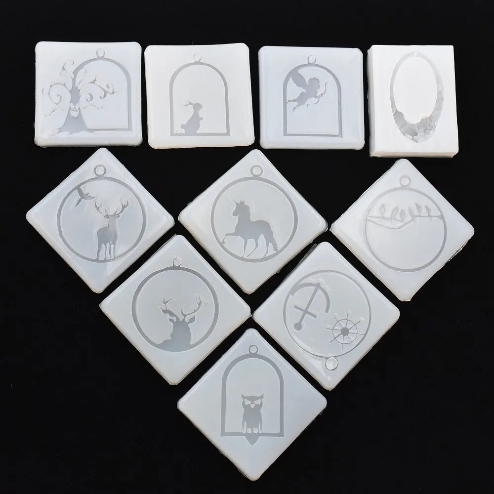 SNASAN Silicone Mold For Jewelry Pendant Frame Butterfly Handmade Epoxy Resin Silicone Mould Mermaid Deer Horse Angel