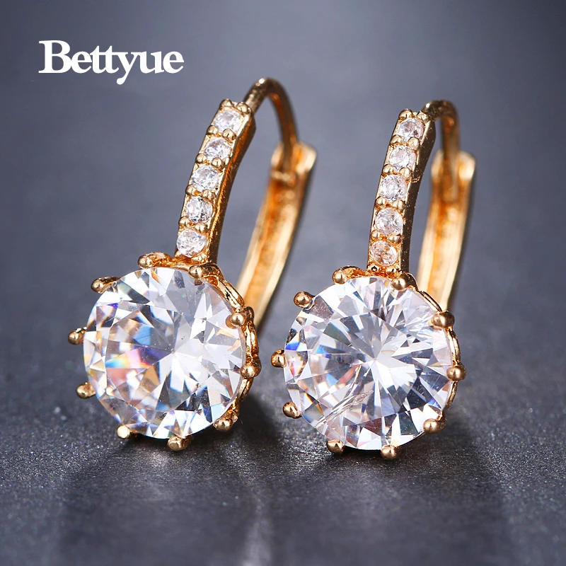 Bettyue Brand Hot Fashion Luxury Charm AAA Cubic Zircon Twelve Colors Round Jewelry Earrings For Woman Florid Wedding Party Gift