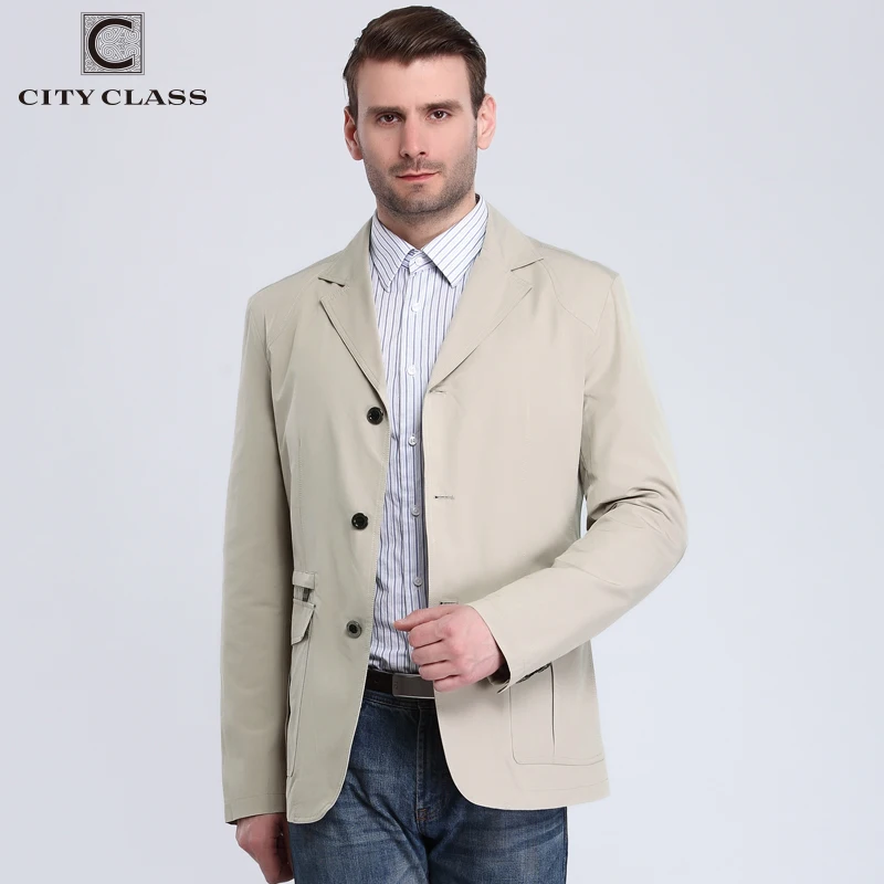 

CITY CLASS New Man Summer Casual Windbreakers Fashion Turn-down Suit Collar Unlined Garment Cotton Outwears Free Shipping 13104