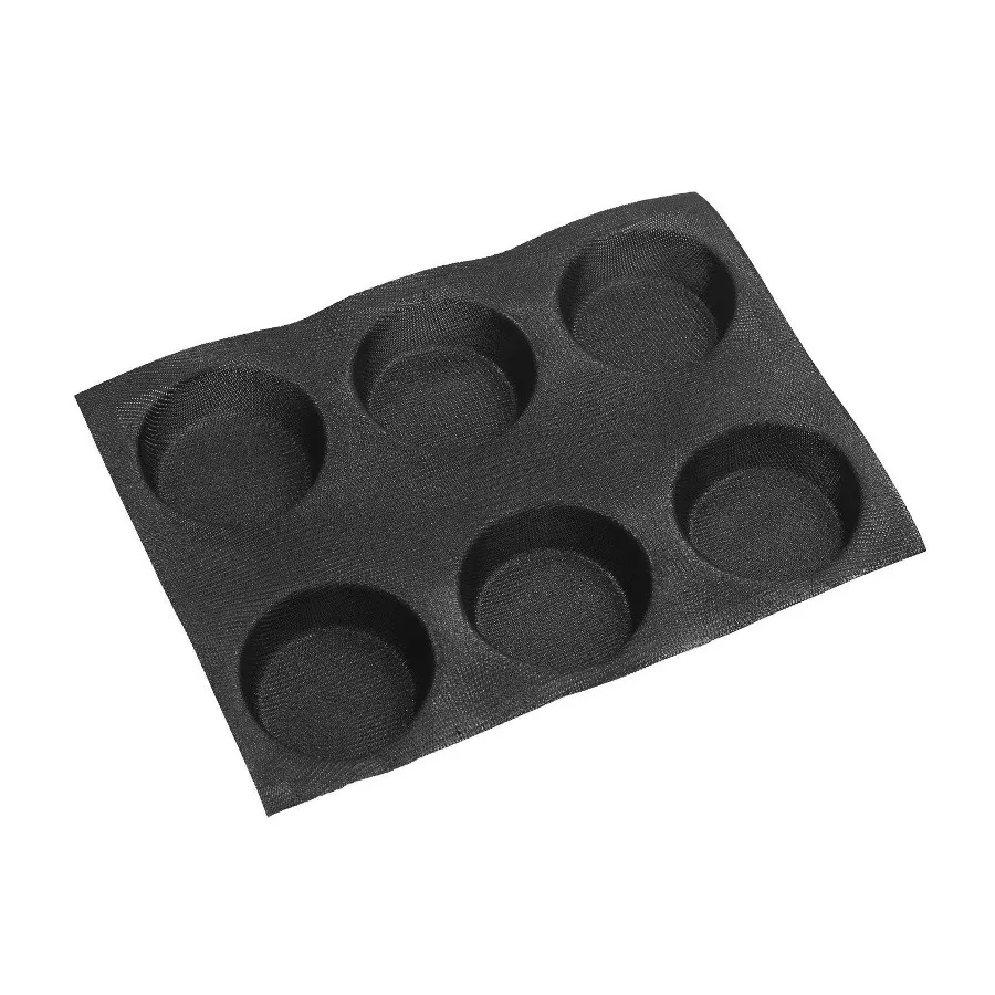 6 Molds Round Bread Silicone Baking Mold Silform Perforated Bun Baking Mat Non-Stick Muffin Caps Baking Pan Whoopie Pie Pan