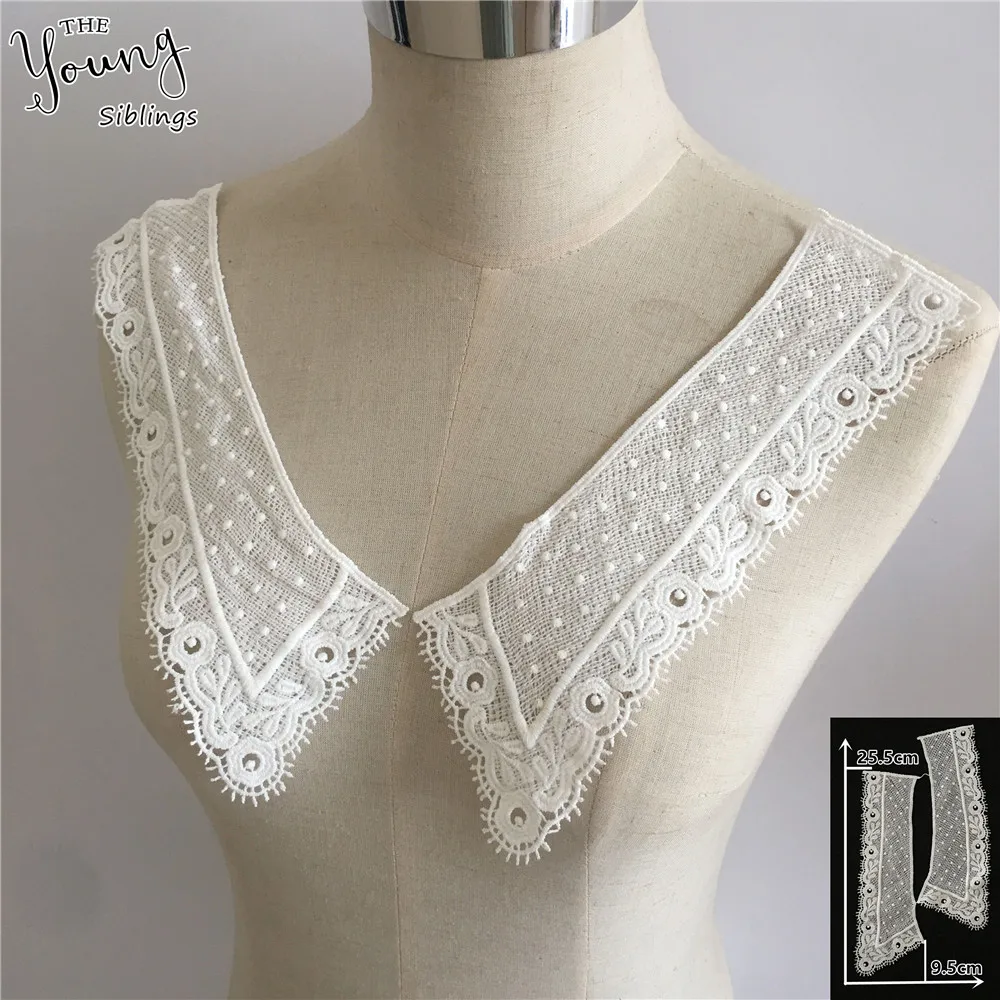 1 pcs White Embroidery Lace collar Hollow out Applique DIY Trim Sewing Lace Neckline Fabric Dresses Accessories Supplies YL1706