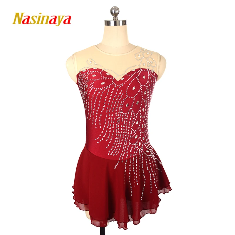 Figure Skating Dress Competition Women's Children's Ice Skirt Wine Red Rhythmic Gymnastics Performance Dress