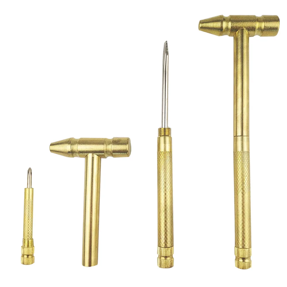 Miniature copper-plated hammer Walnut hammer  Multifunctional Screwdriver Set Hammer Tool