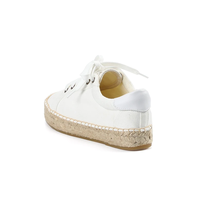 Espadrille Werkschoenen Voor Dames 2021 Echte Sapatos Platform Katoenen Veters Ronde Neus Effen Vrouw Espadrilles Nieuwe Sport