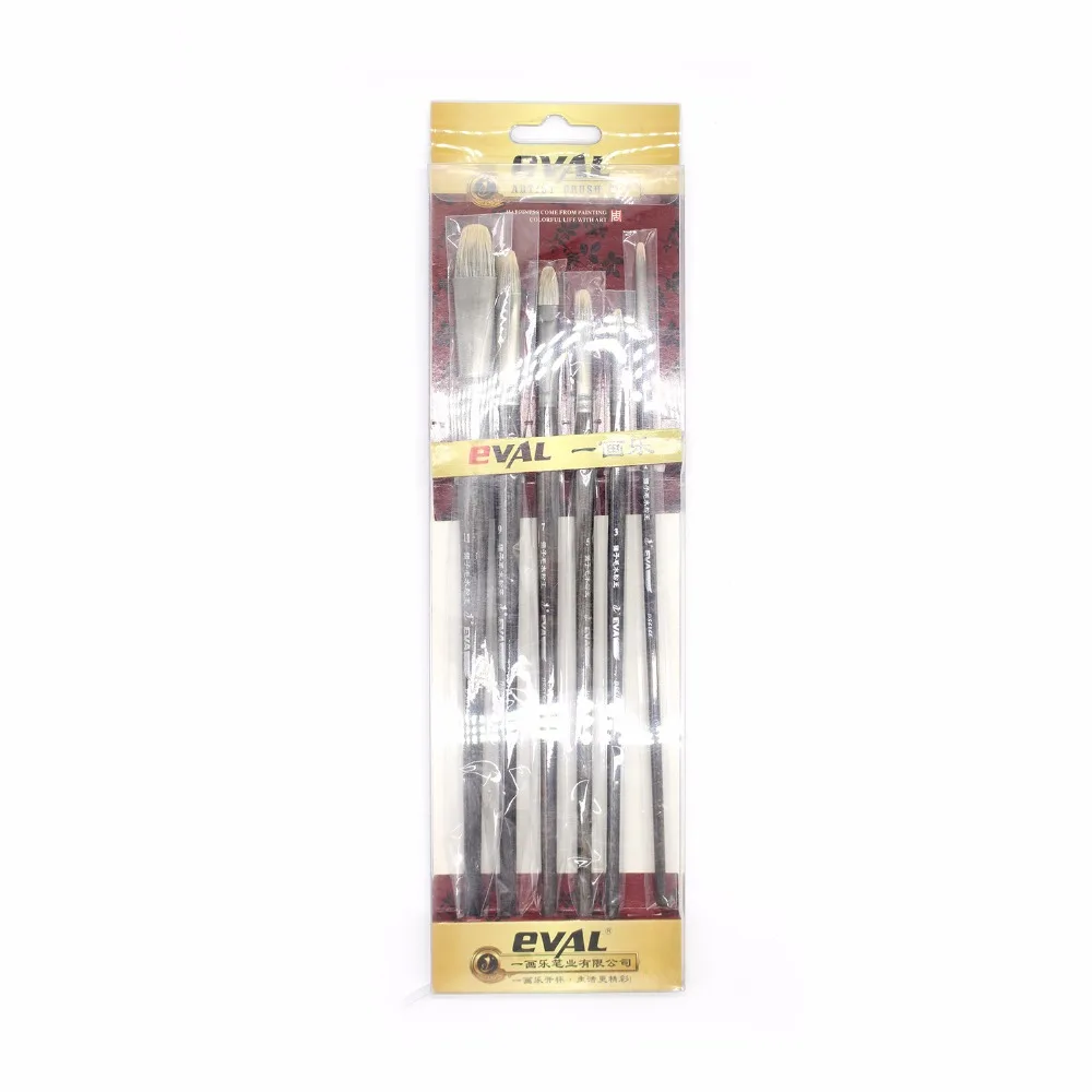 6 pcs Watercolor Painting Mongoose Hair brush Wood grain birch Artist Oil Painting Brushes Acrylic Paint Brush Set Art supplies