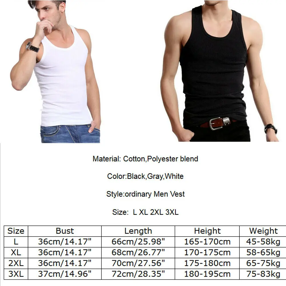 Brand Clothing Men\'s O neck Sleeveless Bodybuilding Tank Tops Slim Fits Tee Round-Neck Tops Male U Tank Top Vest White Black