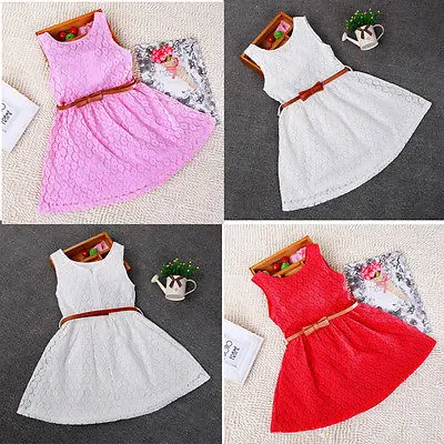 

2015 New Baby Girls Hollow Out Dress Sleeveless Lace Dress Kids Sundress Free Shipping