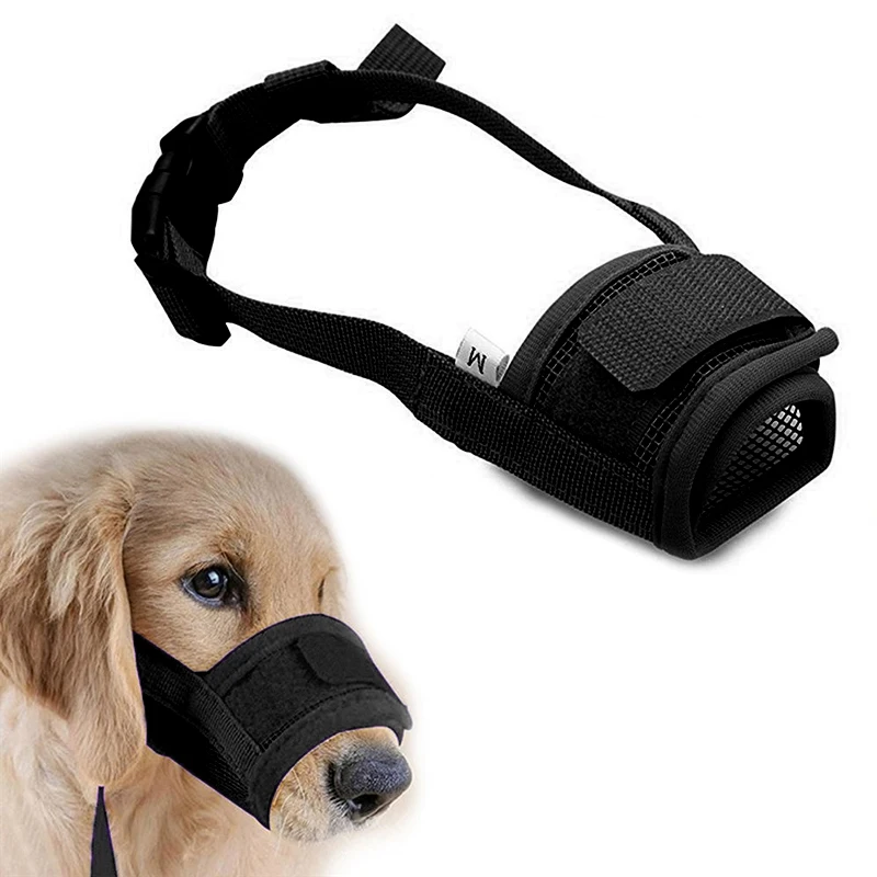 Pet Dog Muzzle For Small Large Dogs Mask Adjustable Mask Bark Bite Mesh Mouth Muzzle Grooming Anti Stop Chewing Pets Accessories