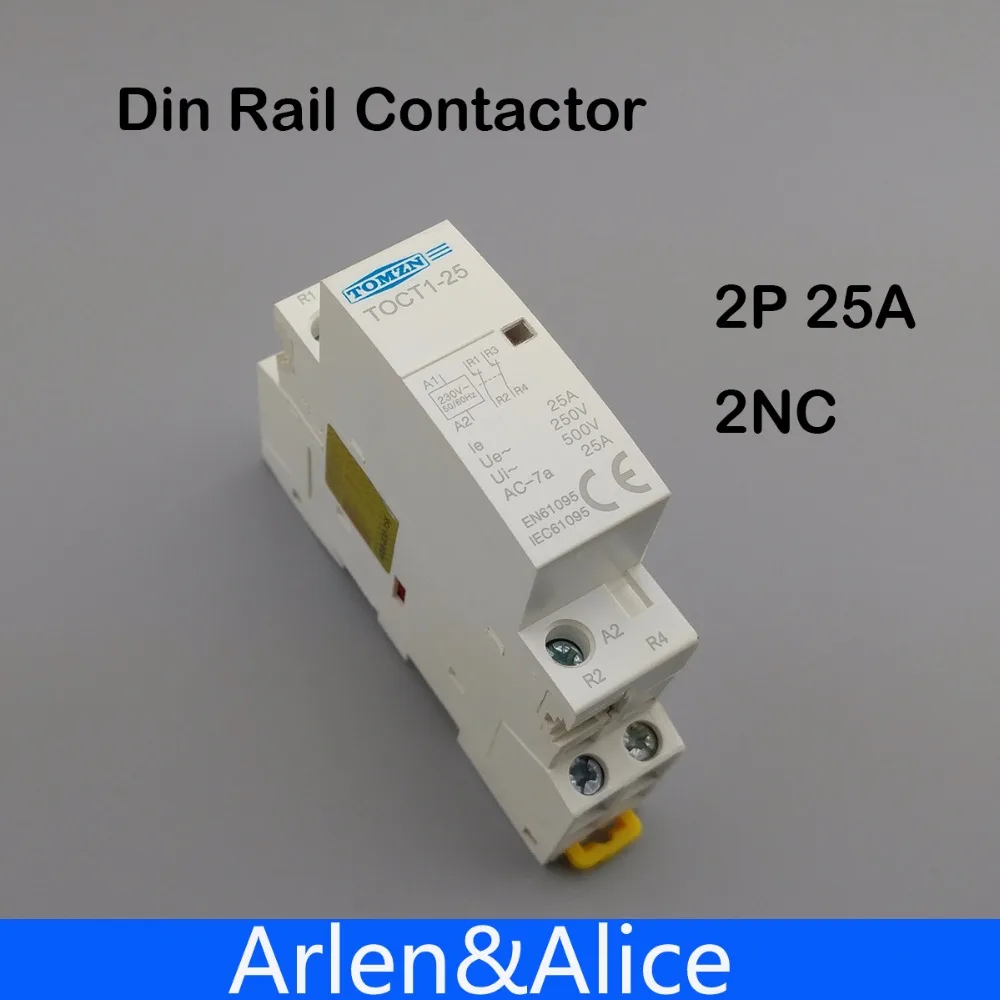 TOCT1 2P 25A 2NC 220V/230V 50/60HZ Din rail Household ac Modular contactor two normal close