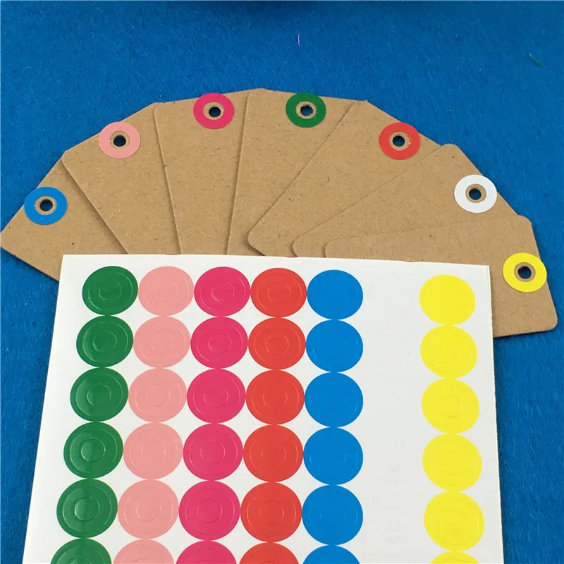 Kraft Paper Cardboard Rectangular Hang Tag With Free Colorful Stickers Lovely Toy Doll Price Garment Tags Cute Labels 100Pcs/Lot