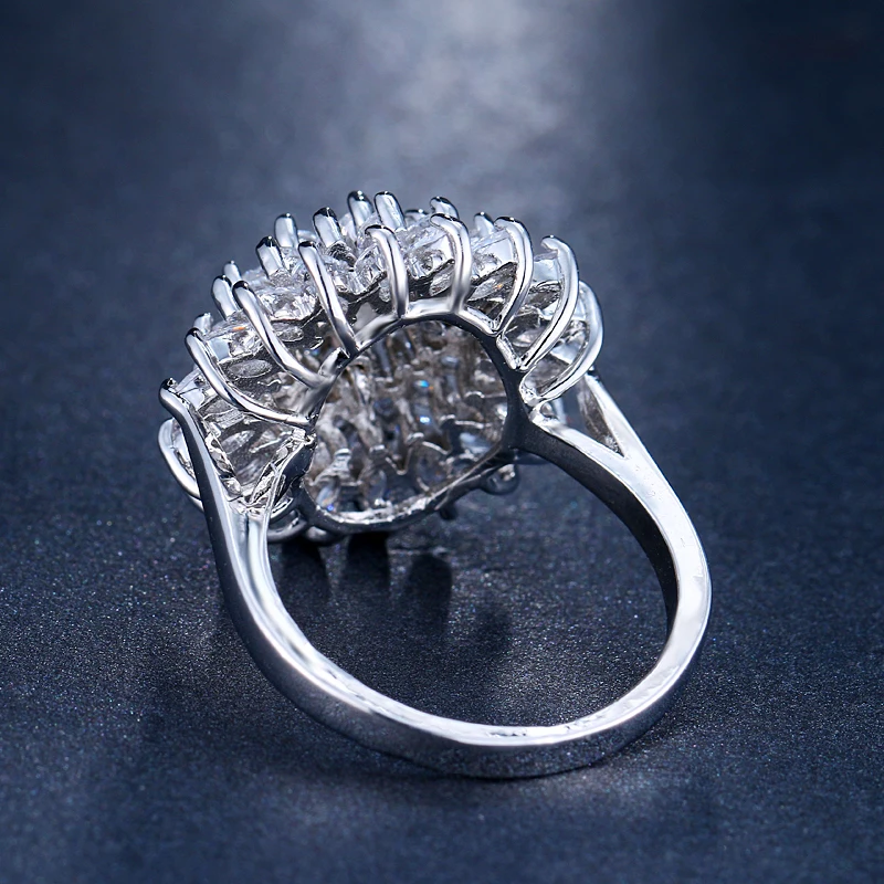 EMMAYA Flash AAA Cz Crystal Jewelry Trendy Flower Shape Finger Rings for Women Wholesale