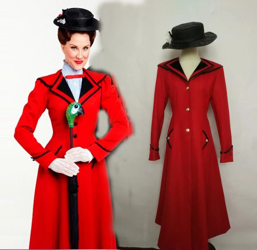 Custimzied  Mary Poppins Cosplay Costume red coat with hat 11