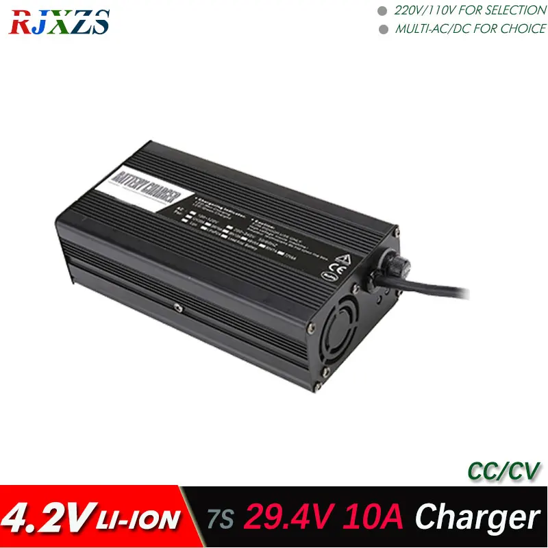 

29.4V 10A Charger for 7S Li Polymer/Lithium Ion /Li-ion Battery Pack Smart Power Supply CC/CV 4.2V*7=29.4V