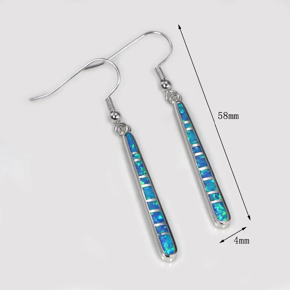 JLE547  New Blue Fire Opal Silver Plated EarringsWholesale and Retail Noble Women Jewelry Drop Earrings